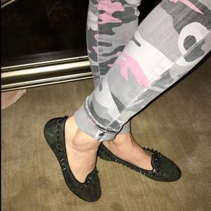 ASH Camo Spike Sequin Flats Shoes 36 EUC